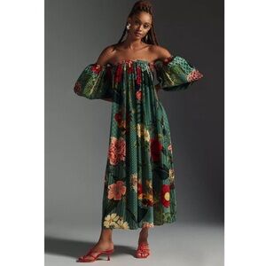 Anthropologie off shoulder maxi dress